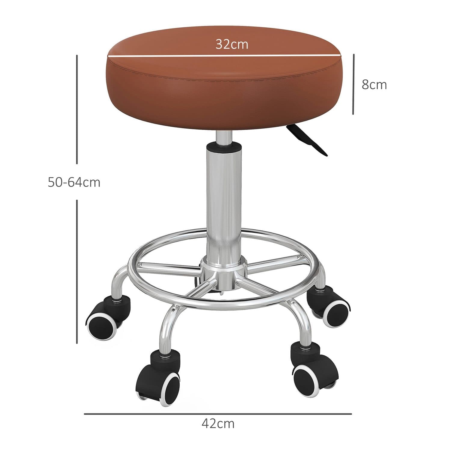 Rolling Height-Adjustable Stool for Salon, Spa or Home Use - image 5
