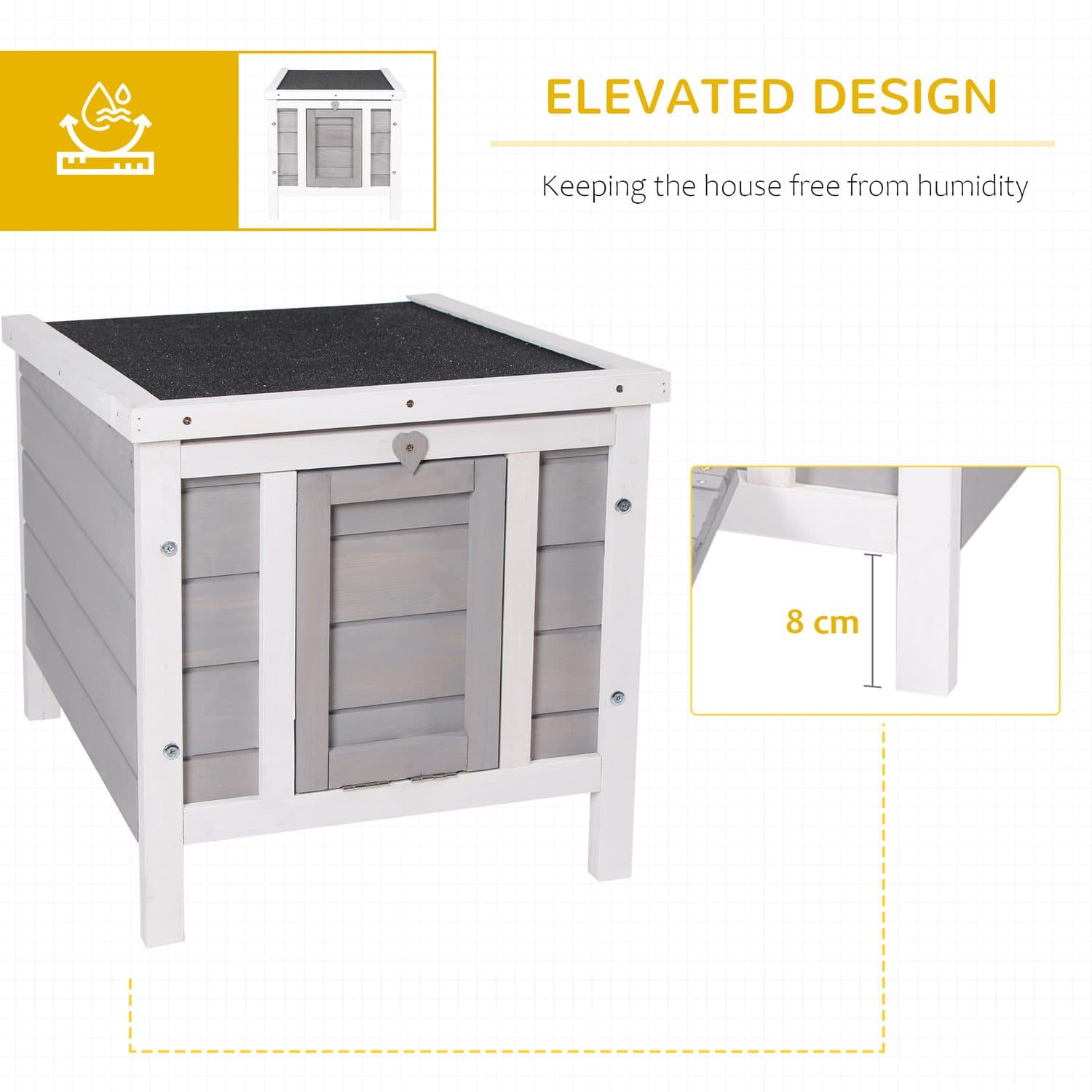 PawHut Small Animal Hutch for Rabbits and Guinea Pigs, 51 x 42 x 43cm - image 5