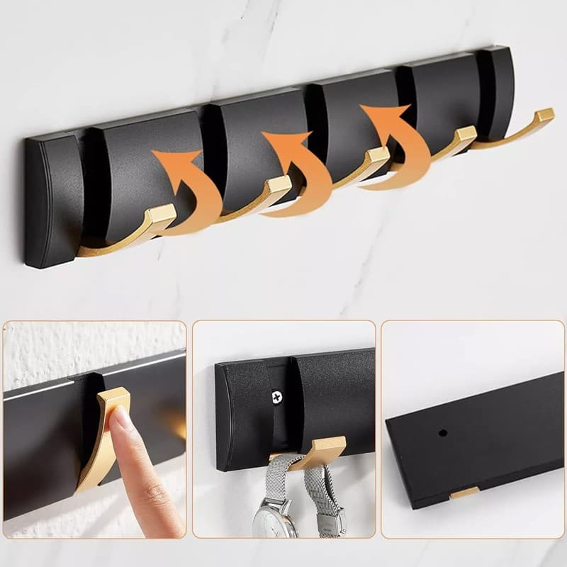 Wall Mounted Coat Rack with 5 Smart, Foldable Hooks - image 4