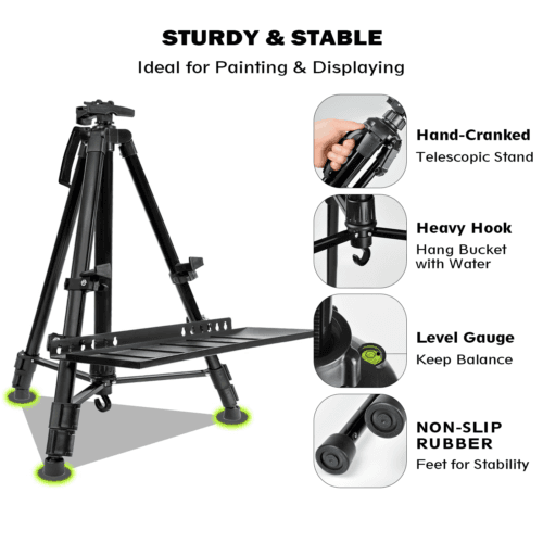 Foldable Aluminium Art Easel with Integrated Storage Tray - image 7