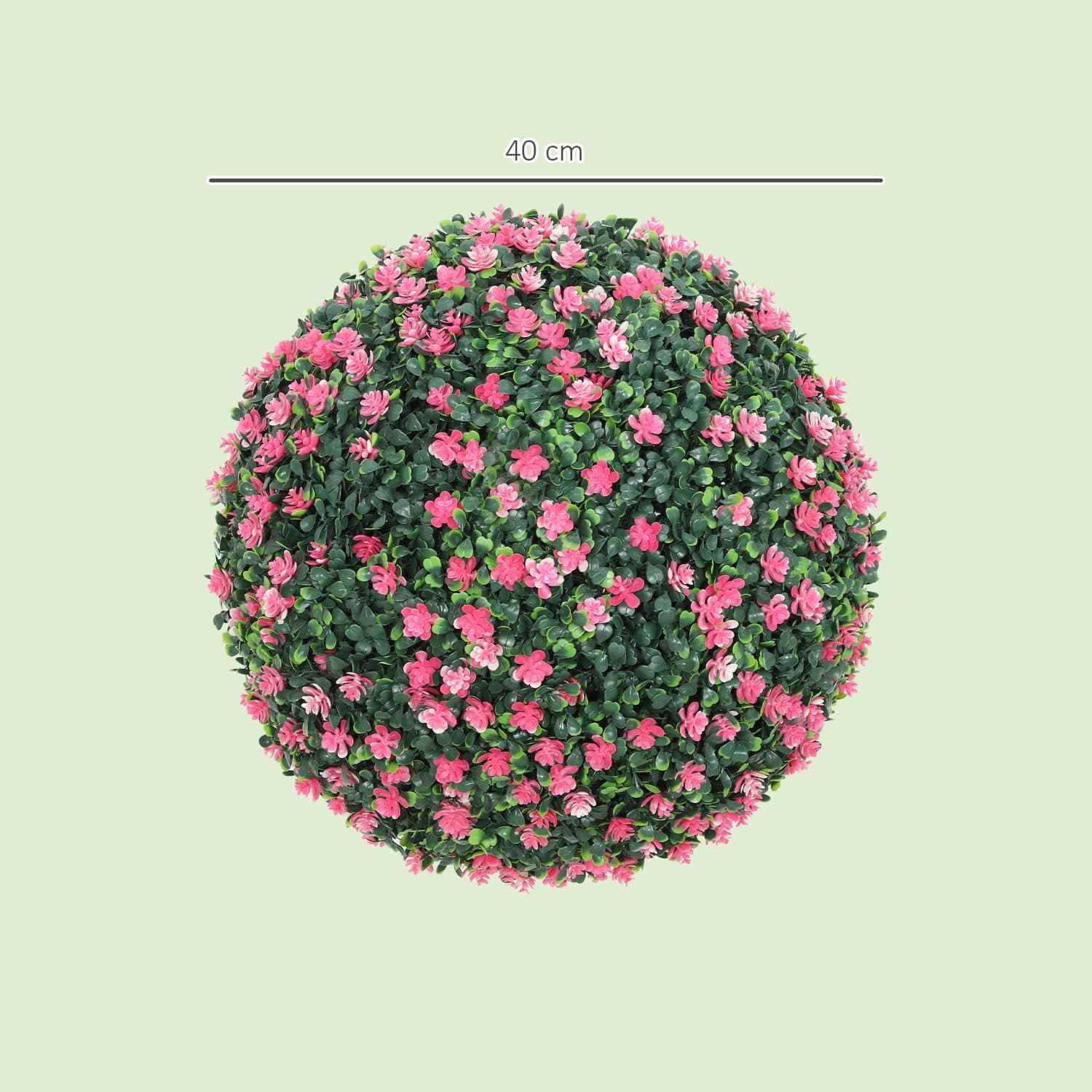 Artificial Boxwood Topiary Balls with Pink Flowers, Set of 2 - image 4