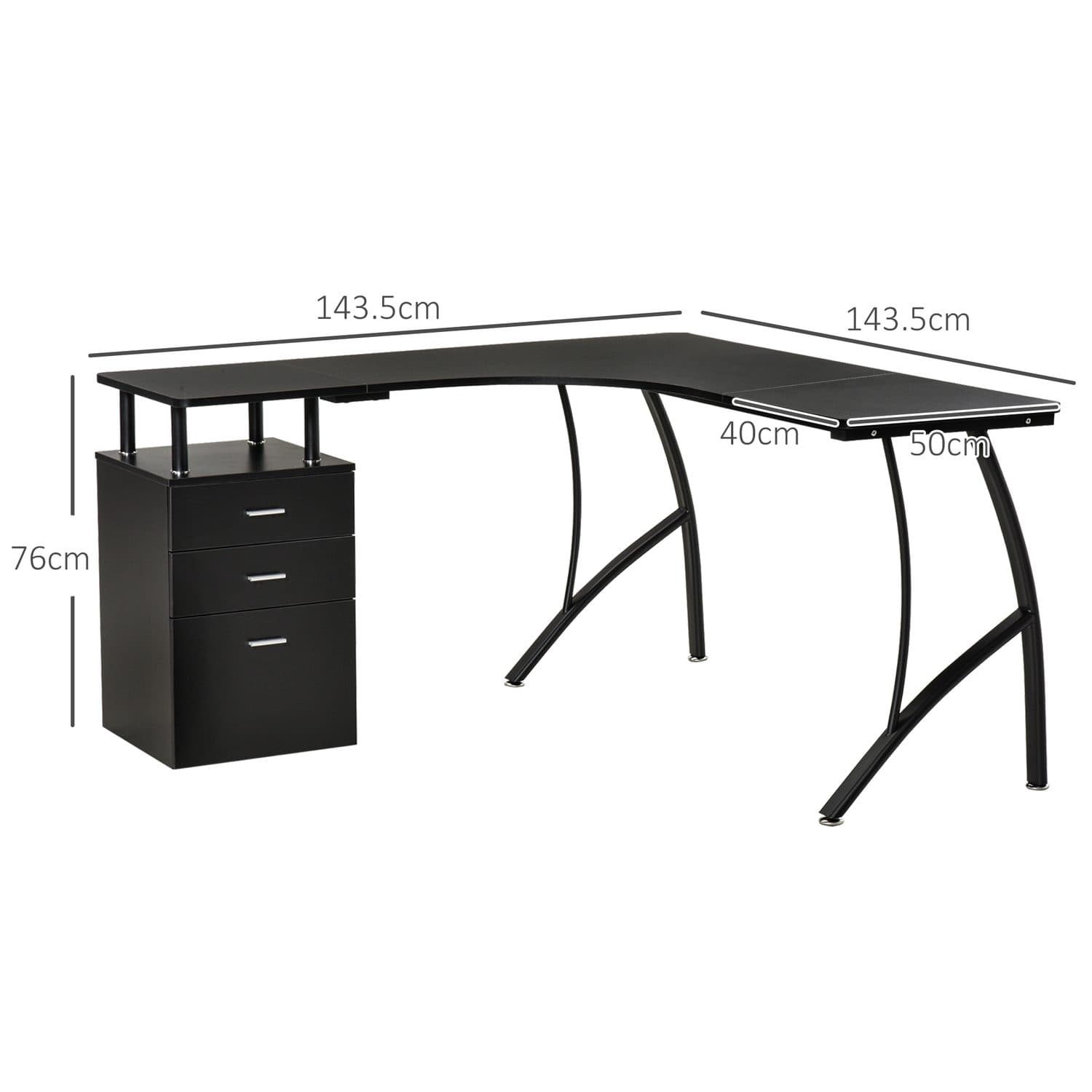 Black L-Shaped Corner Desk - image 2