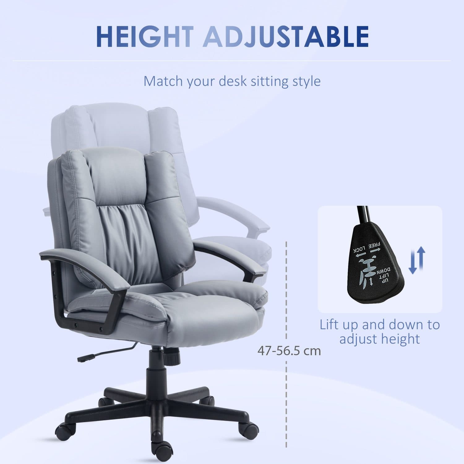 Light Grey Mid-Back Office Chair for Total Comfort - image 4