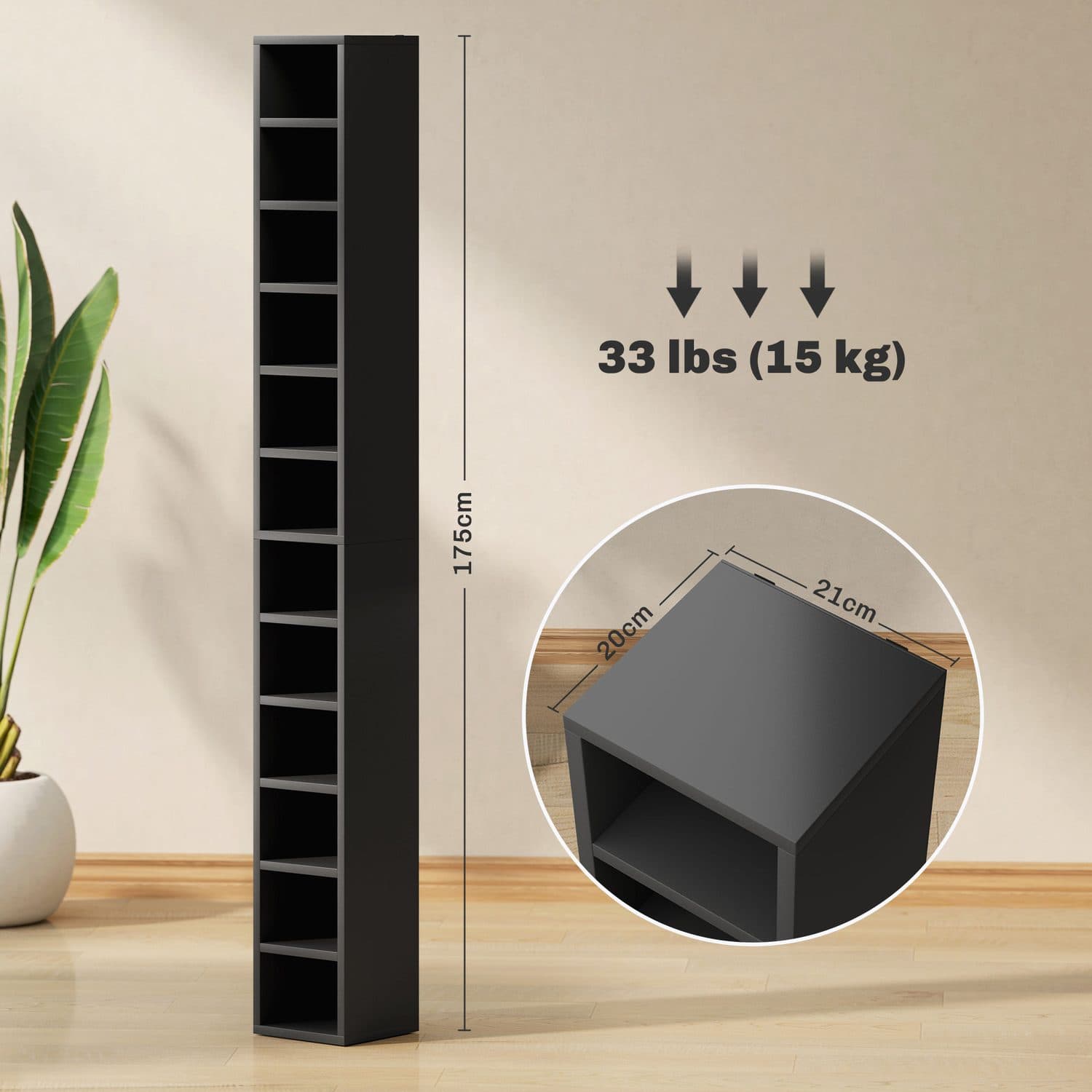 204 CD Tall Narrow Storage Tower in Black - image 2