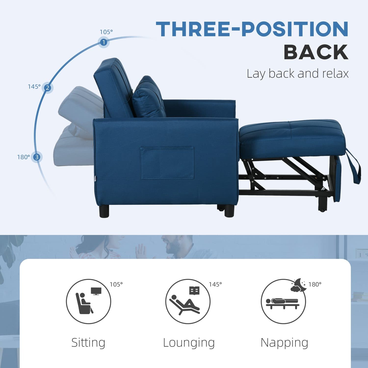 Blue Single Chair Bed - image 5