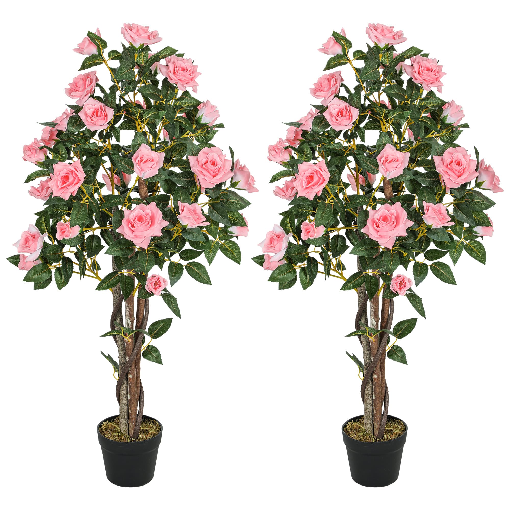 Set of Two 110cm Faux Rose Plants