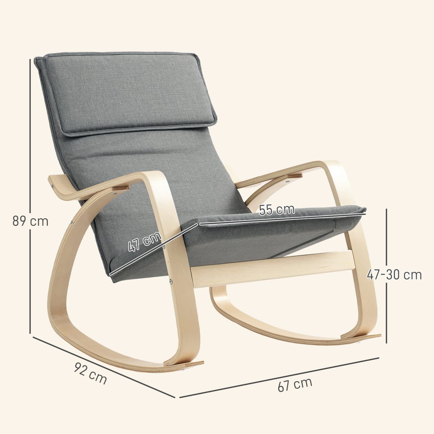 Modern Grey Upholstered Rocking Chair for Ultimate Relaxation - image 2