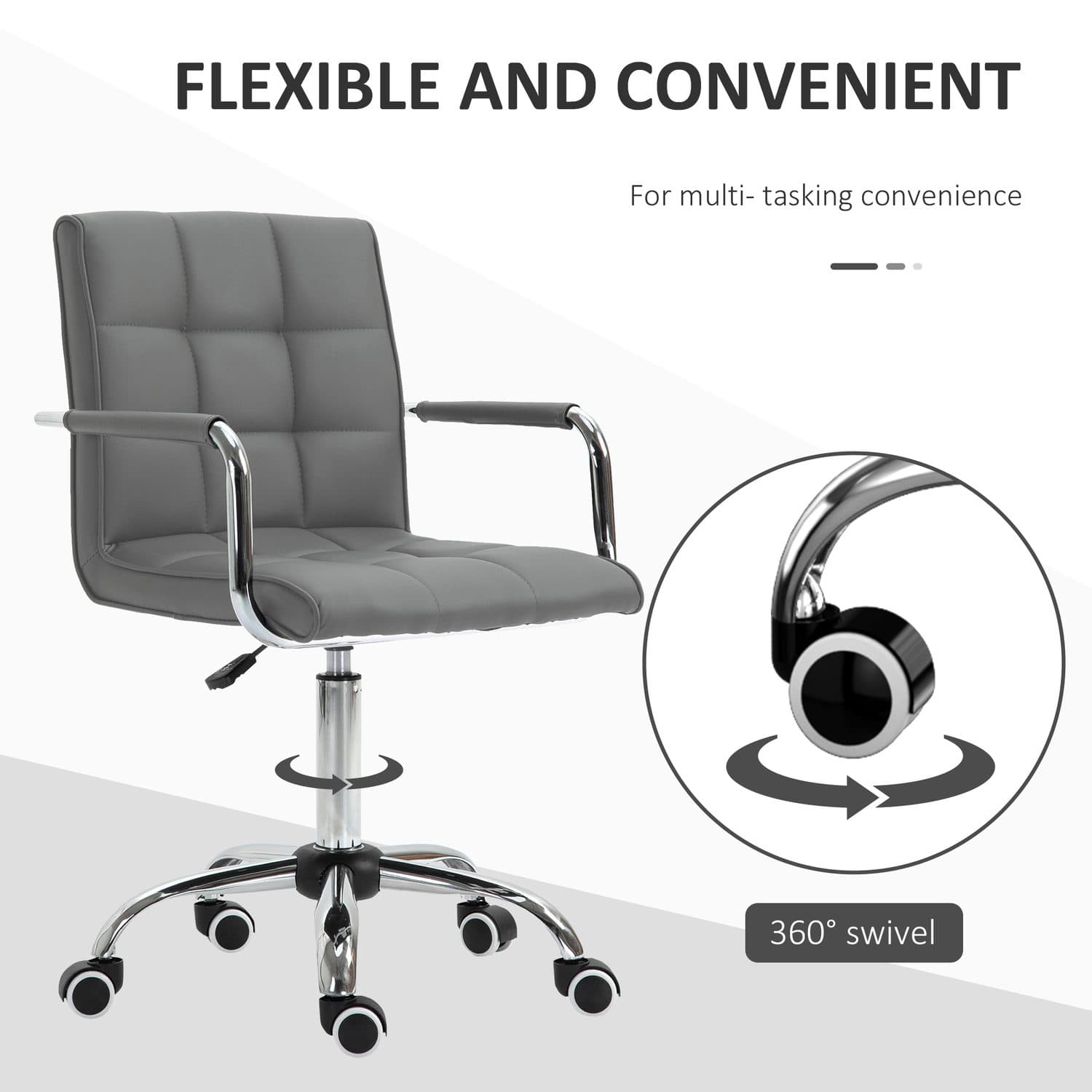 Vinsetto Grey Leather Office Chair - image 3