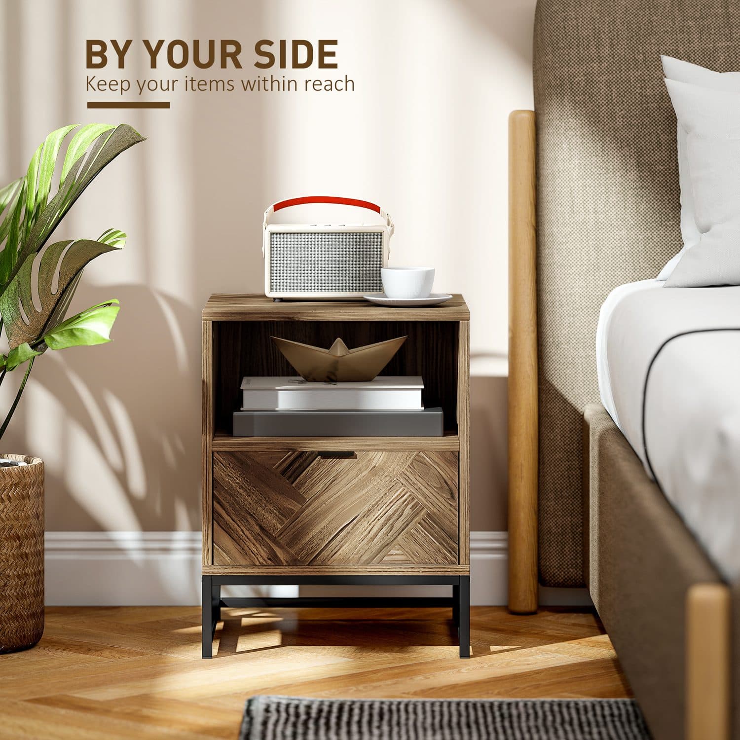 Industrial Bedside Table with Drawer - image 3