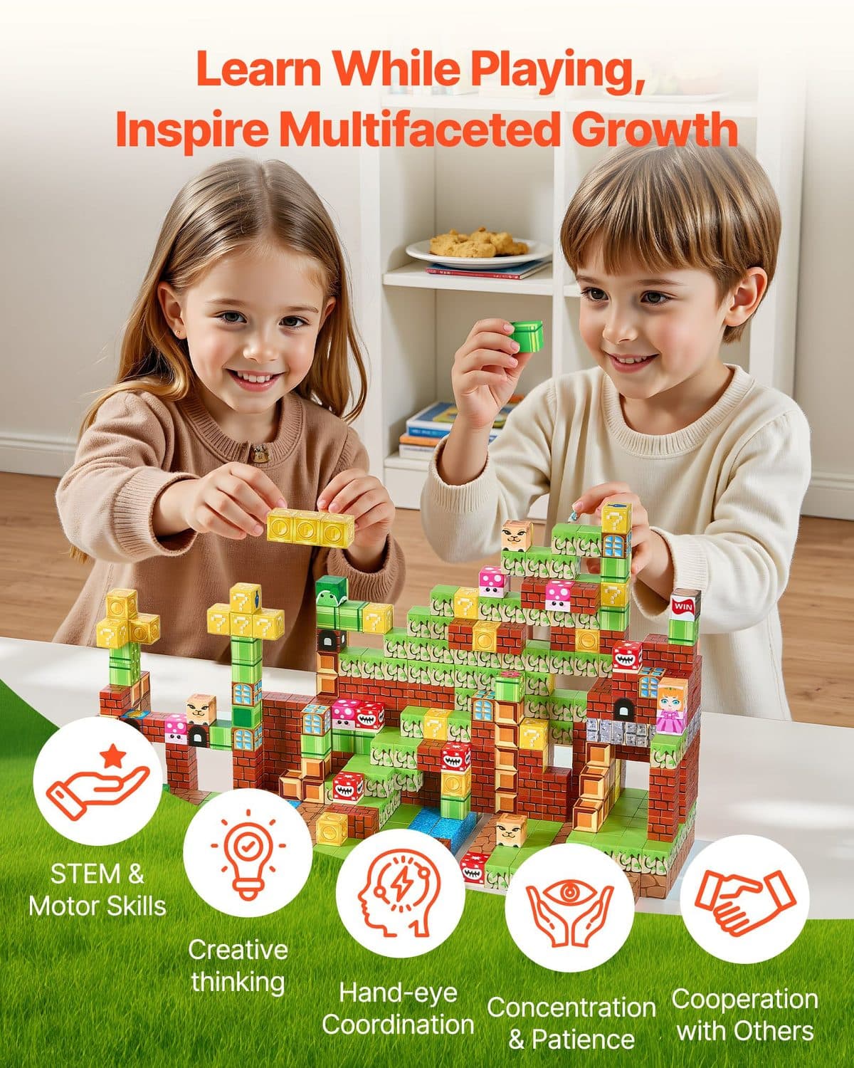100 Piece Magnetic Building Blocks Set for Kids - image 1