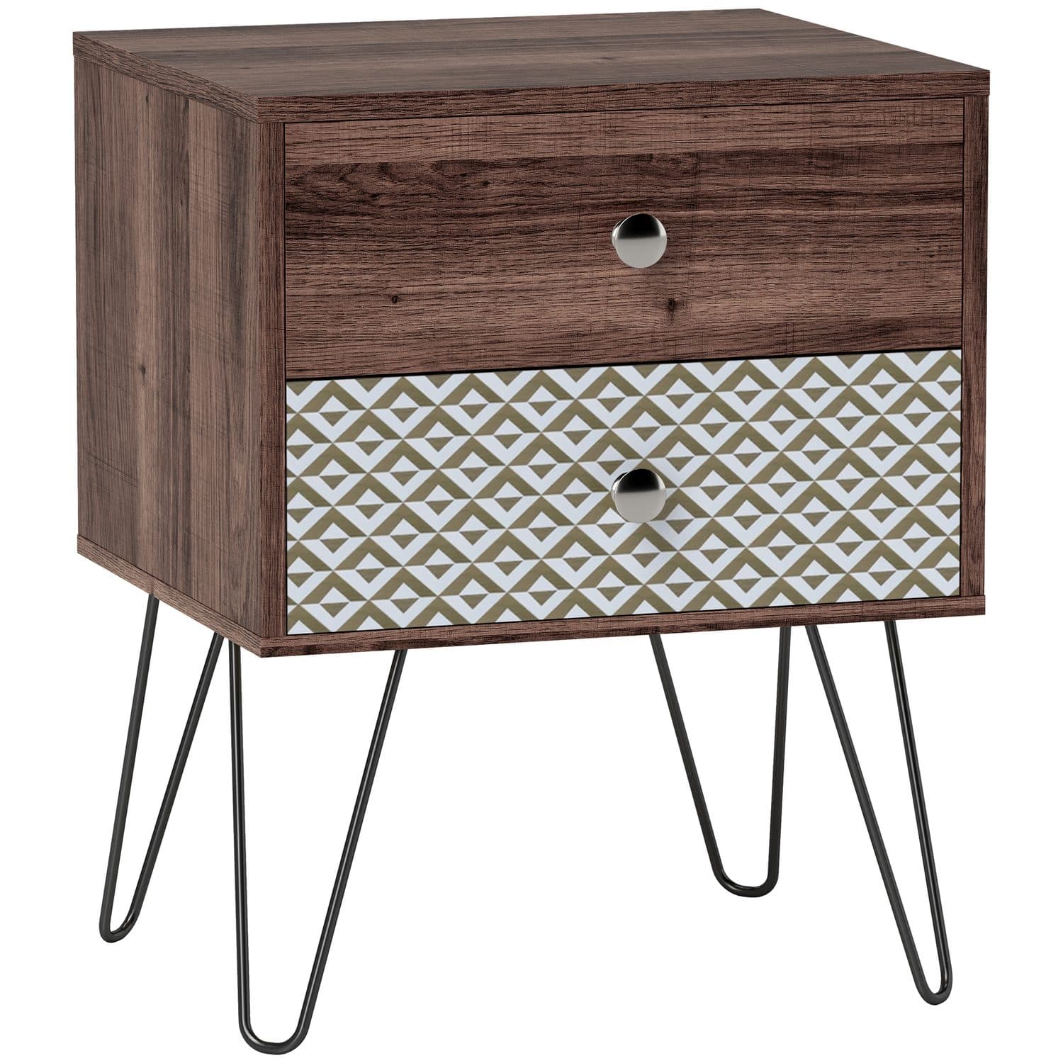 Boho 2-Drawer Bedside Table - Rustic Brown