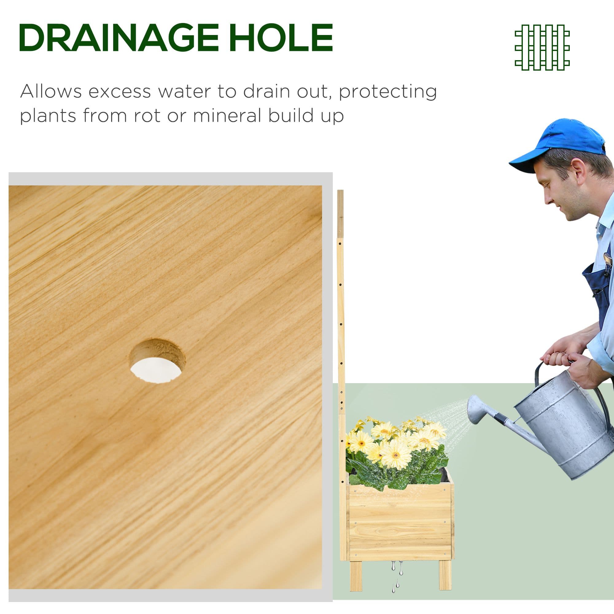 Natural wooden planter with trellis for climbing plants - image 3