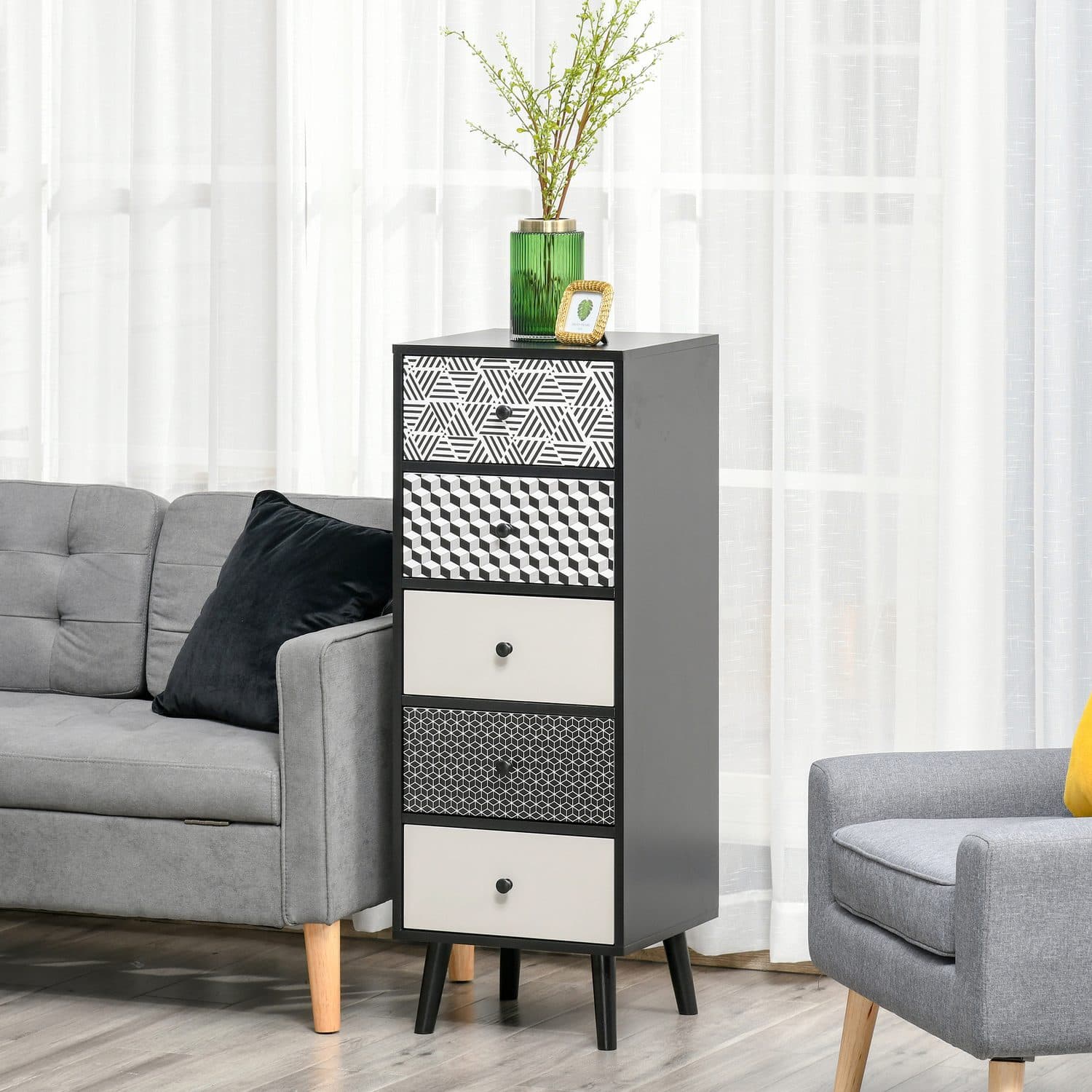 Black & Grey 5-Drawer Chest for Effortless Organisation - image 1