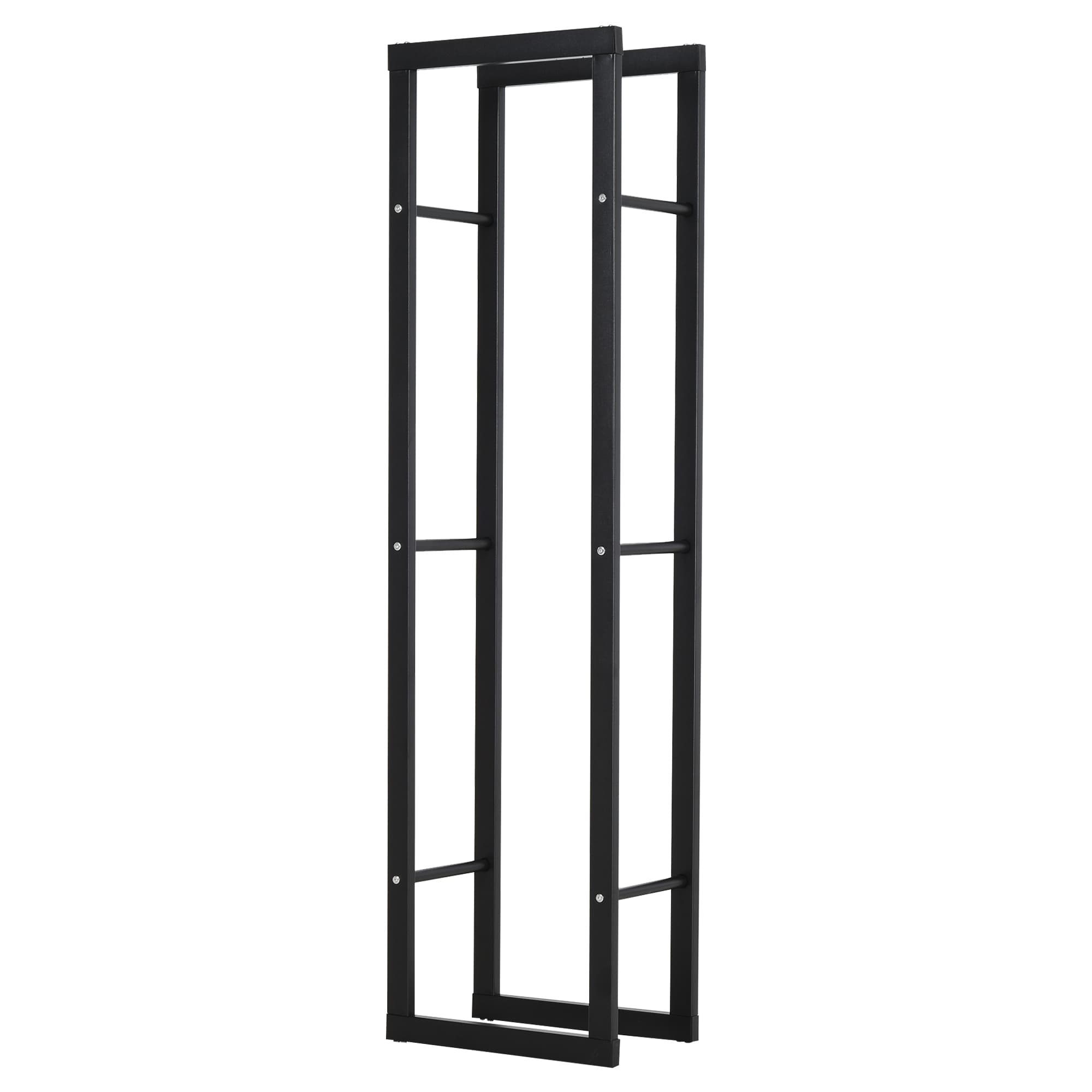 Tall Black Metal Firewood Rack — 40 x 25 x 150 cm - Black