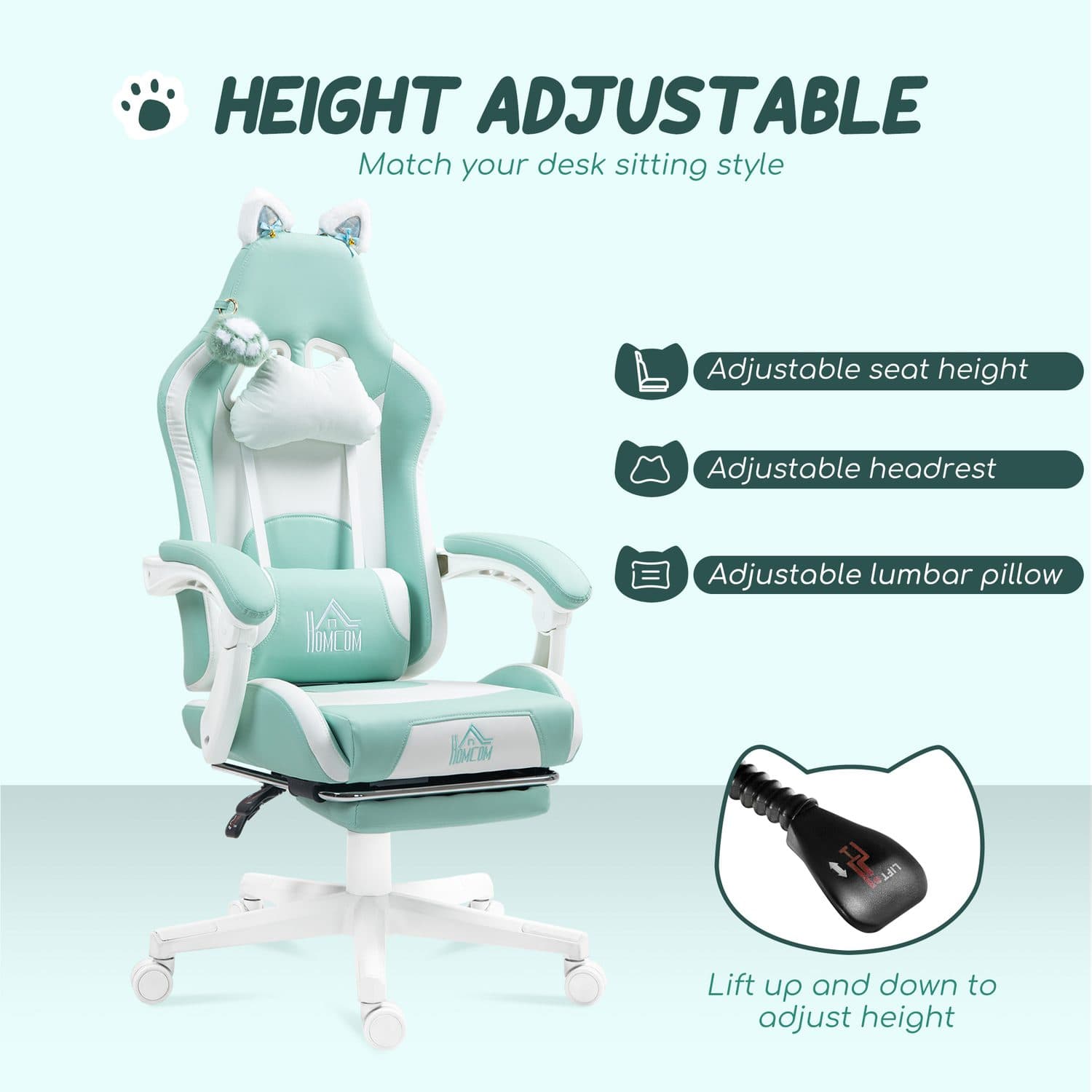 Level Up in Comfort: Light Blue Cat Ear Gaming Chair - image 5