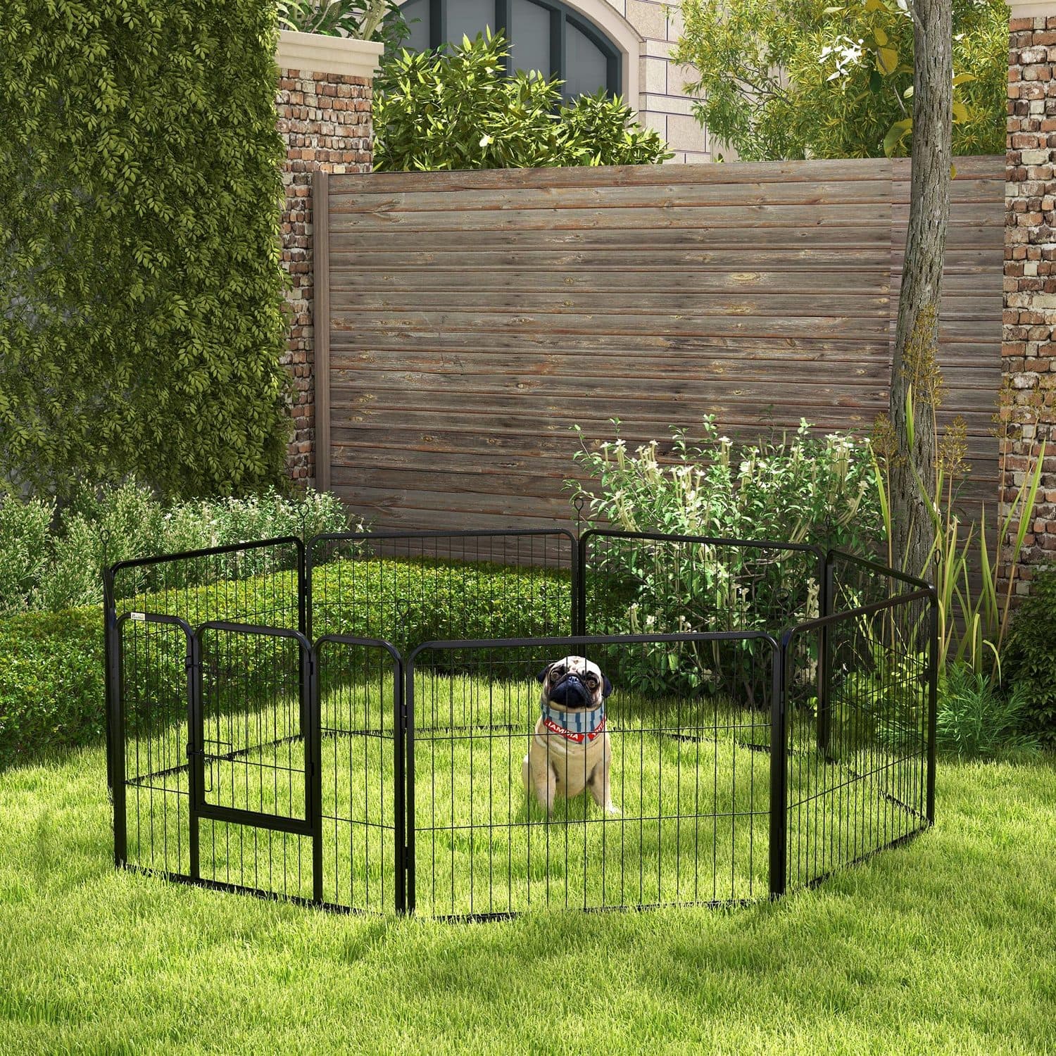 PawHut 8-Panel Steel Dog Playpen with Lockable Door - image 1