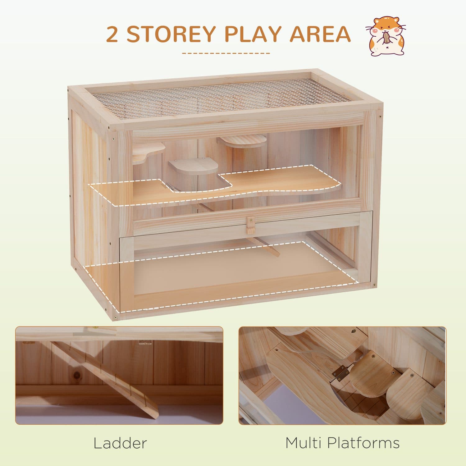 Two-Level Wooden Hamster & Small Animal Cage - image 3