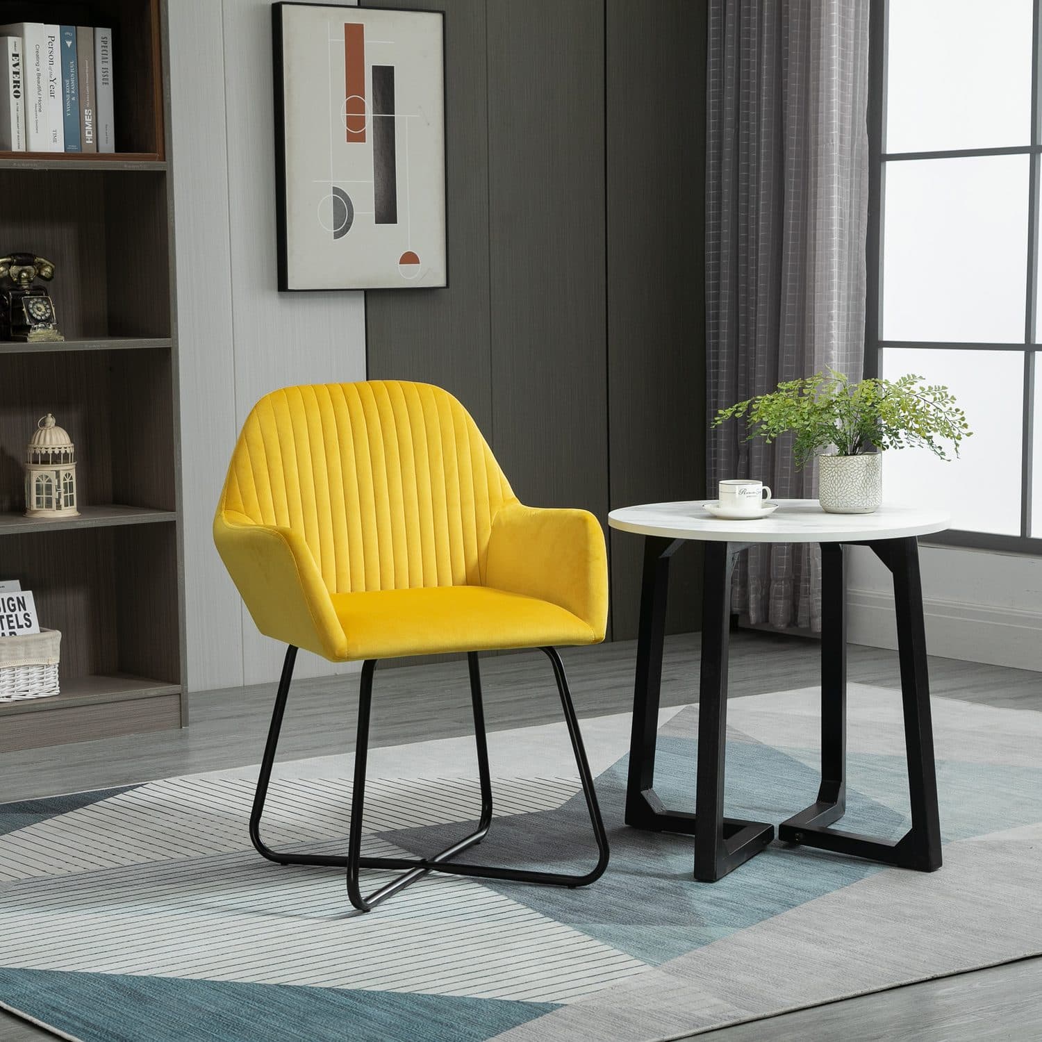 Yellow Velvet Accent Chair - image 1