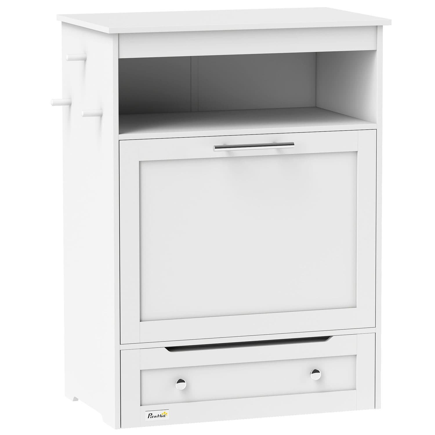 Keep Pet Essentials Tidy with a Raised Feeder Cabinet - White