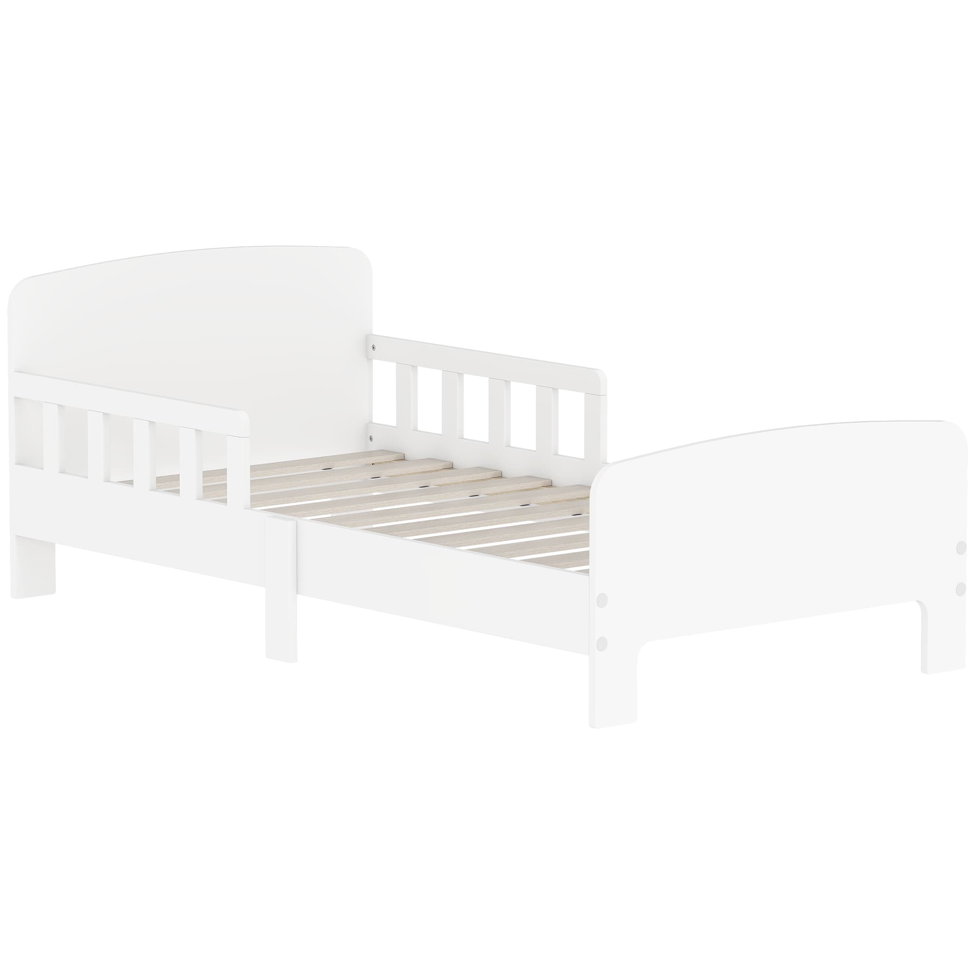 White Toddler Bed with Safety Rails - White