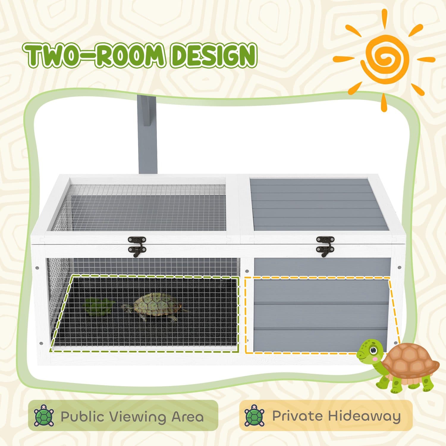 PawHut Wooden Tortoise Enclosure, Light Grey - image 5