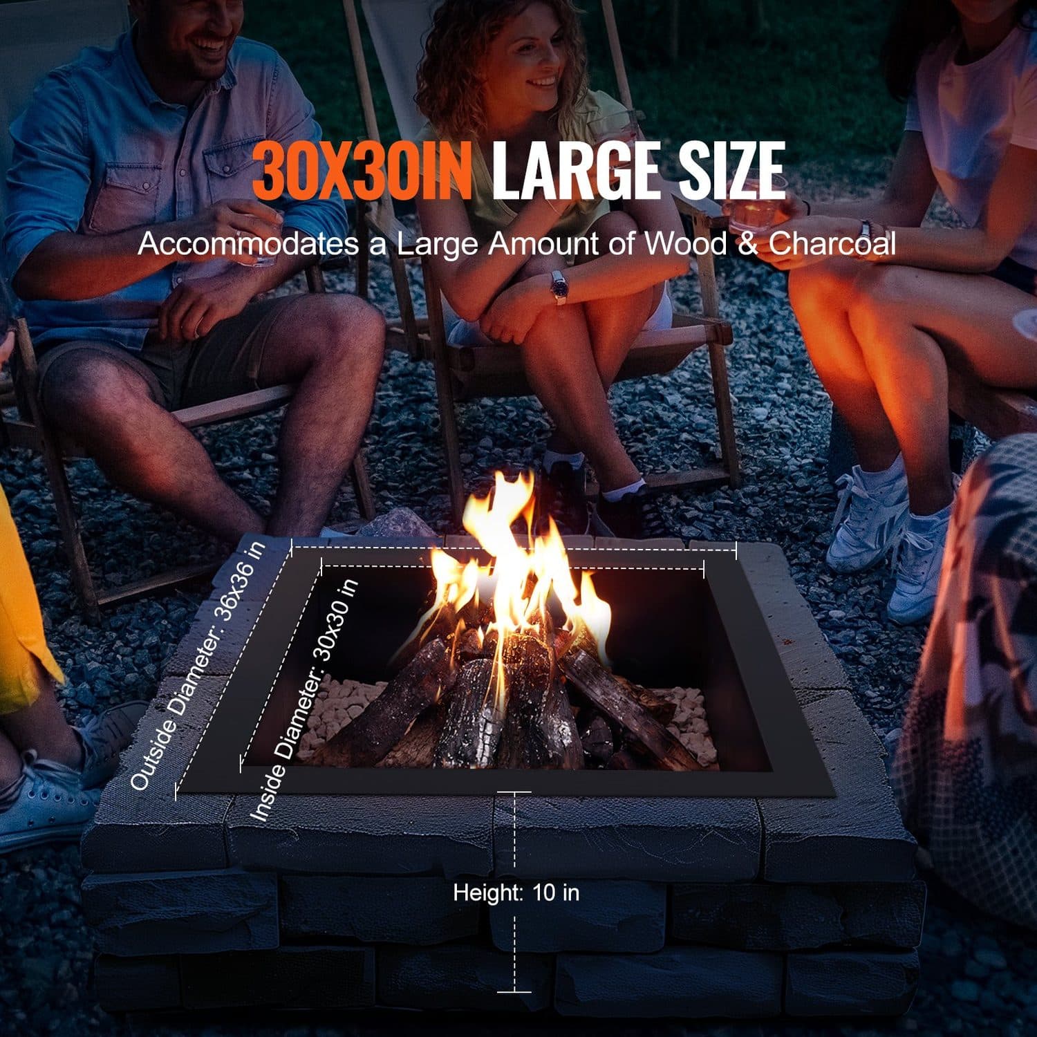 36 Inch Square Fire Pit Ring for DIY Outdoor Fires - image 2