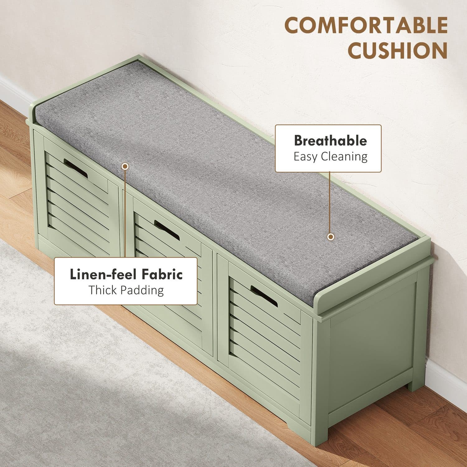 Green Shoe Storage Bench - image 3