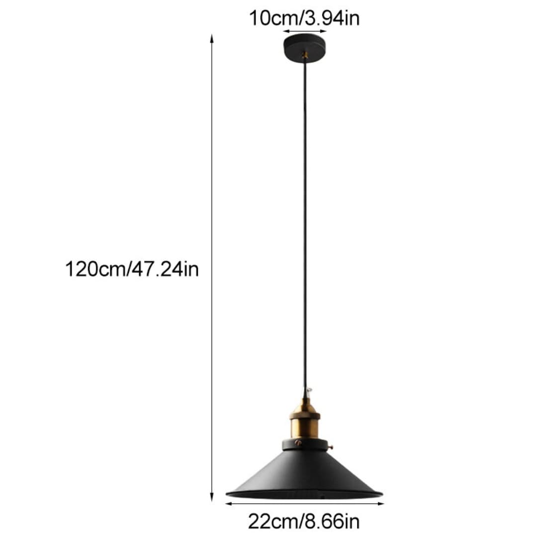 Vintage Industrial Pendant Light with Black Metal Dome - image 1