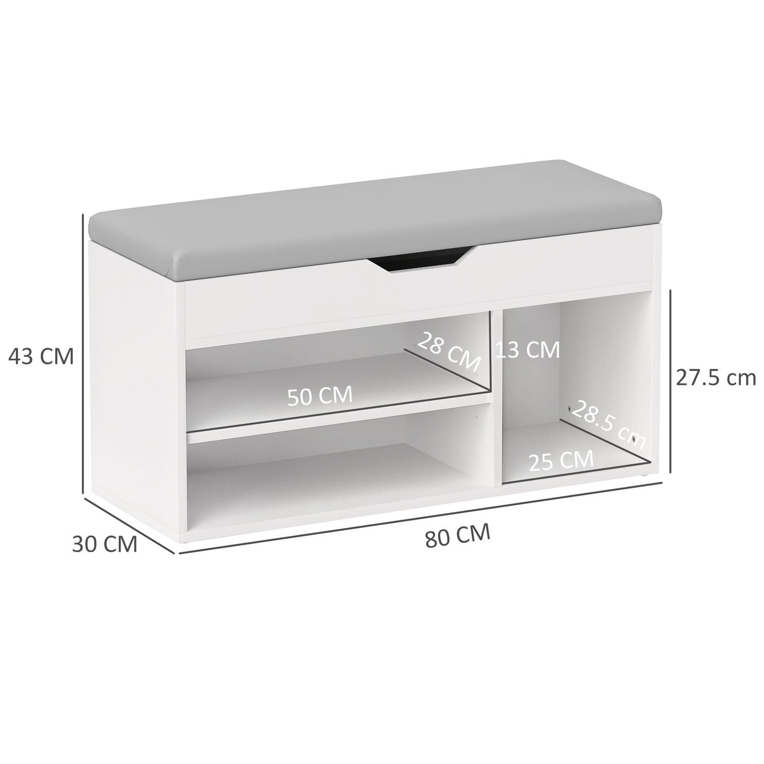 Shoe Storage Bench With Cushioned Seat and Open Shelves - image 3