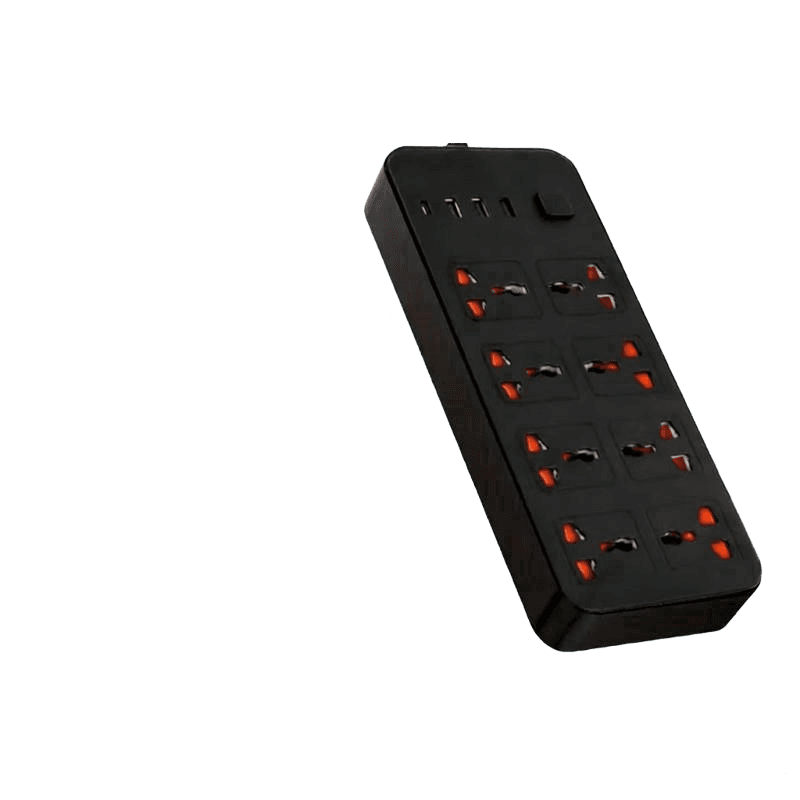 Black 8-Hole Extension Socket with UK Plug - image 2