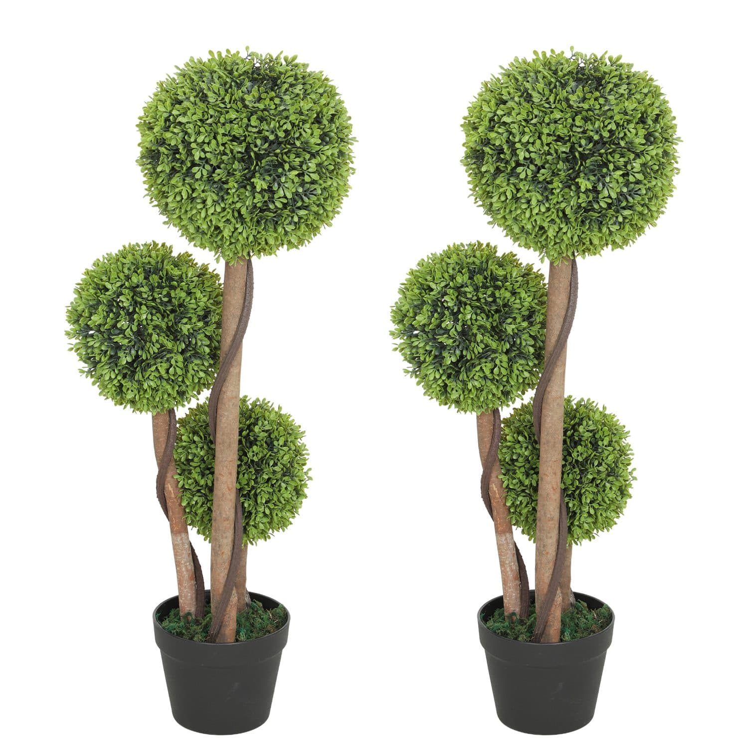 90cm Faux Boxwood Trees - Green