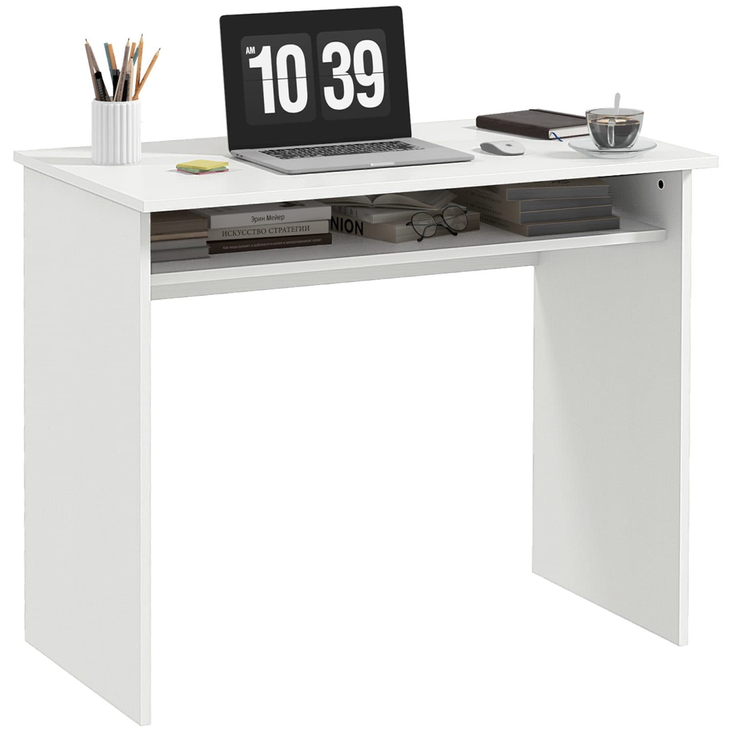 Compact White Desk - White