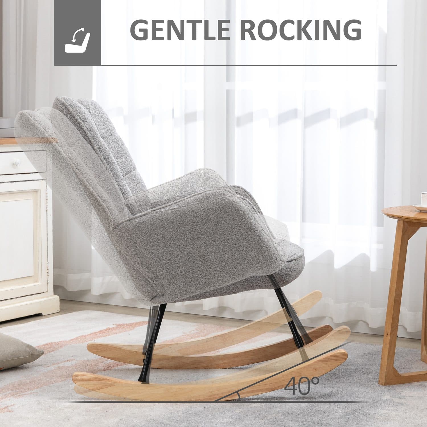 Sink Into Comfort with This Light Grey Wingback Rocking Chair - image 4
