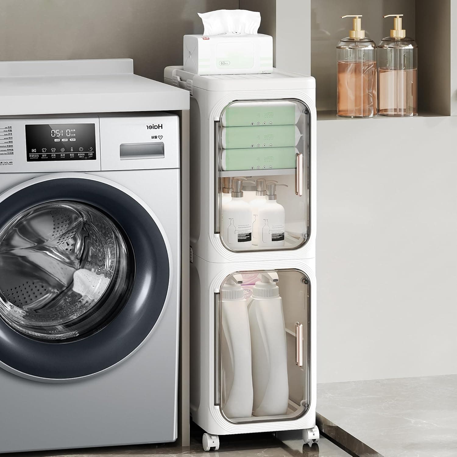 Slim Bathroom & Bedroom Storage Cabinet on Castors - image 6