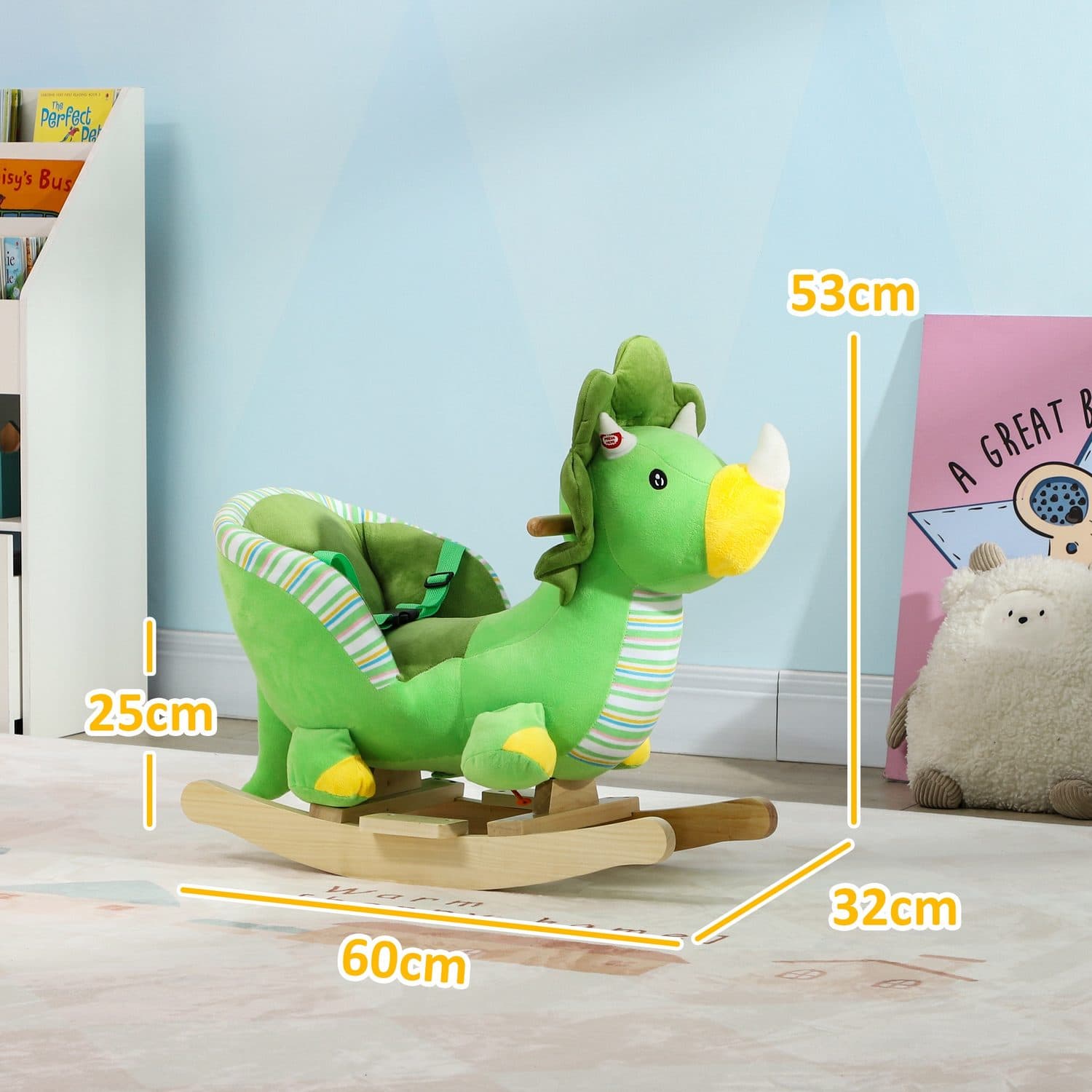 Plush Triceratops Rocking Toy with Animal Sounds for Toddlers - image 2
