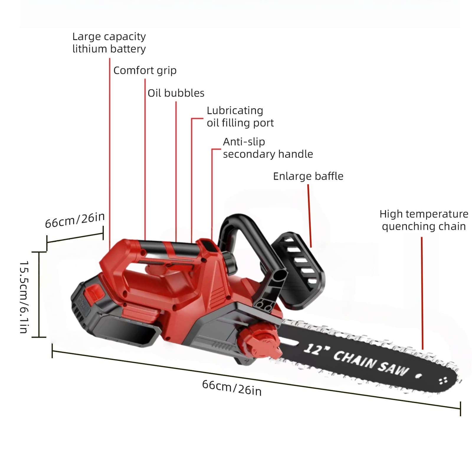 Cut branches with a 12 inch cordless chainsaw kit - image 9