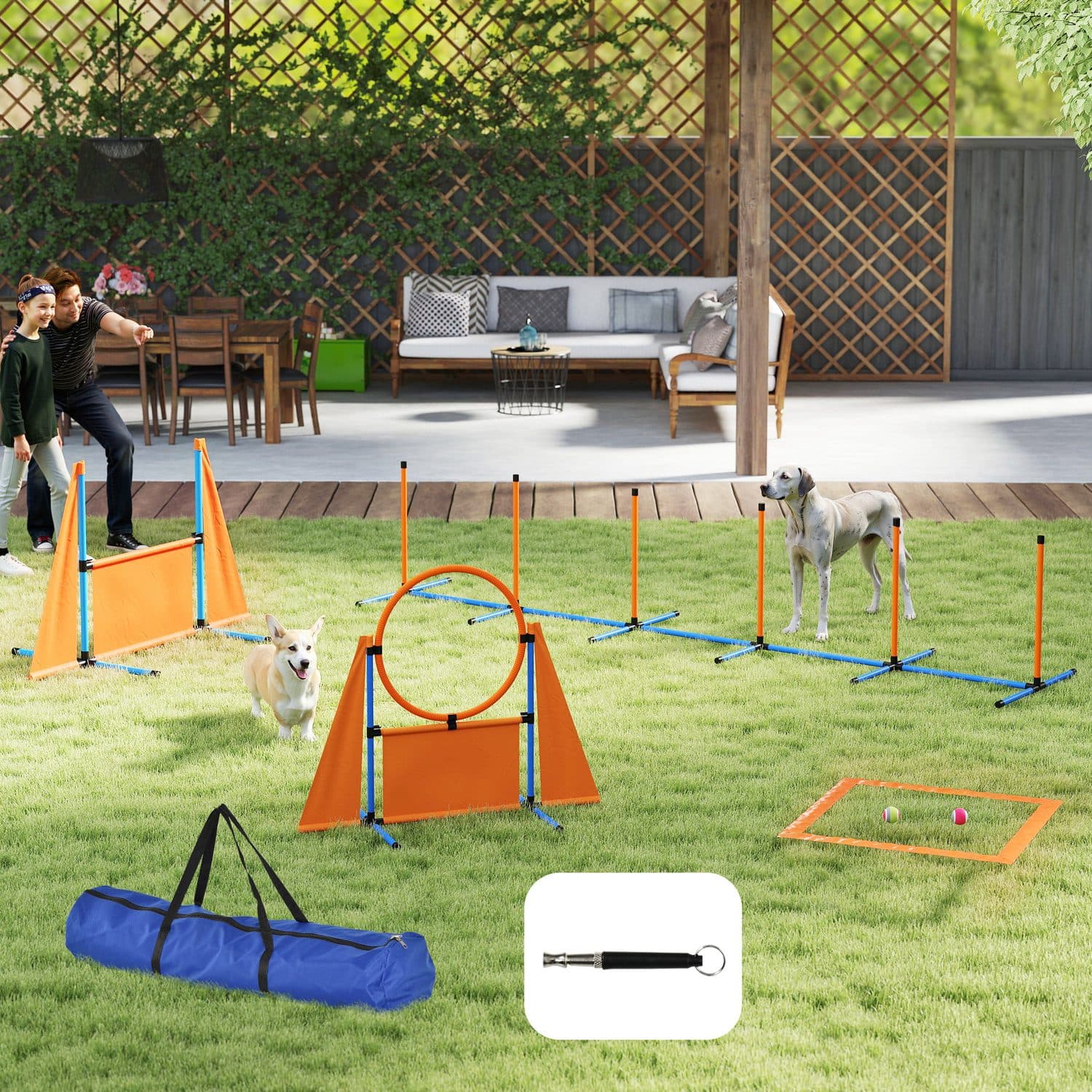 PawHut Dog Agility Set with Jump Ring, Pause Box and Carry Bag - image 3