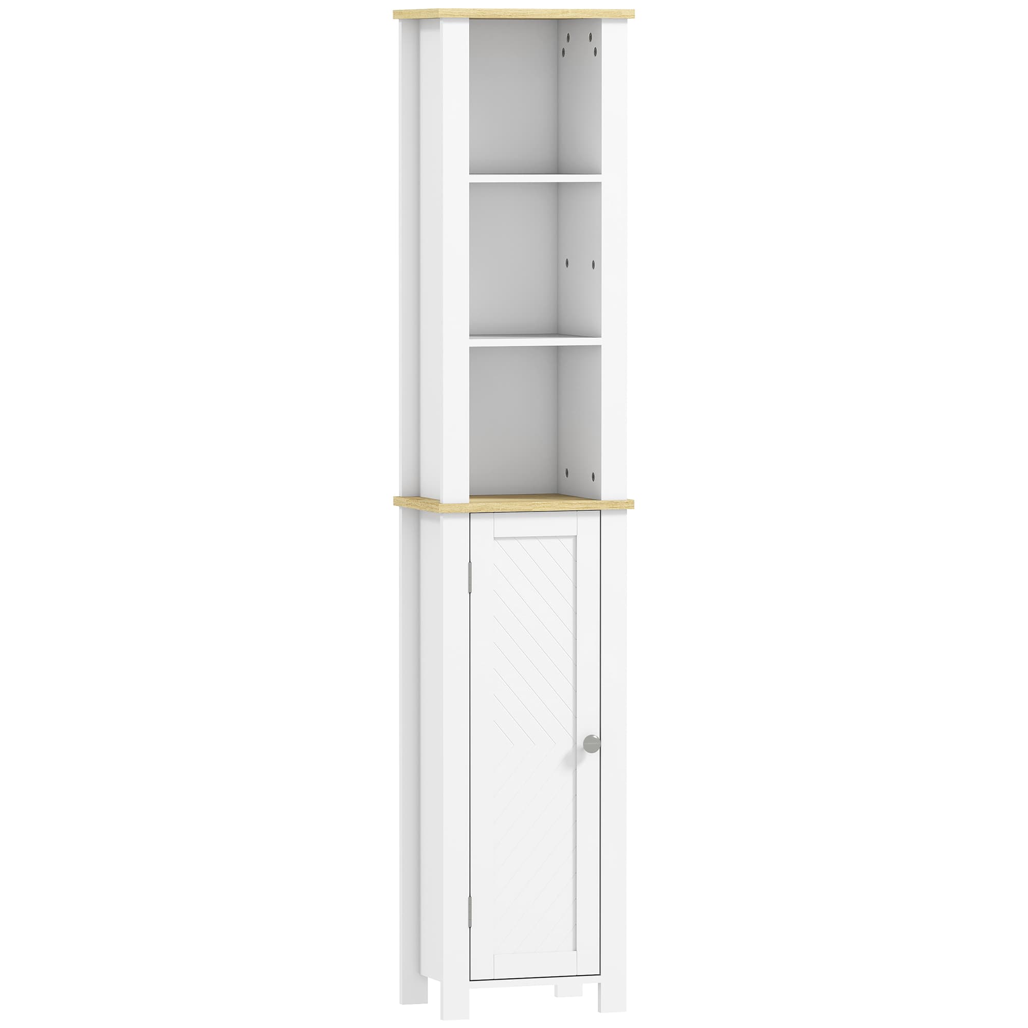 Slim Bathroom Cabinet For Towels And Toiletries - White