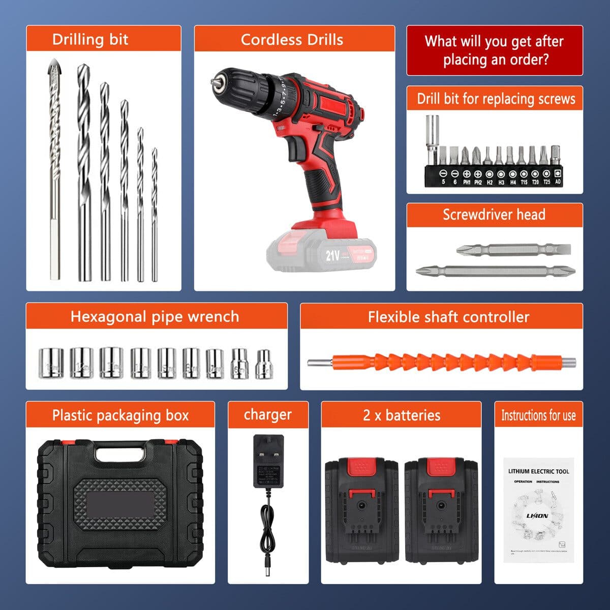 Drill and drive with a 21V cordless drill set - image 7