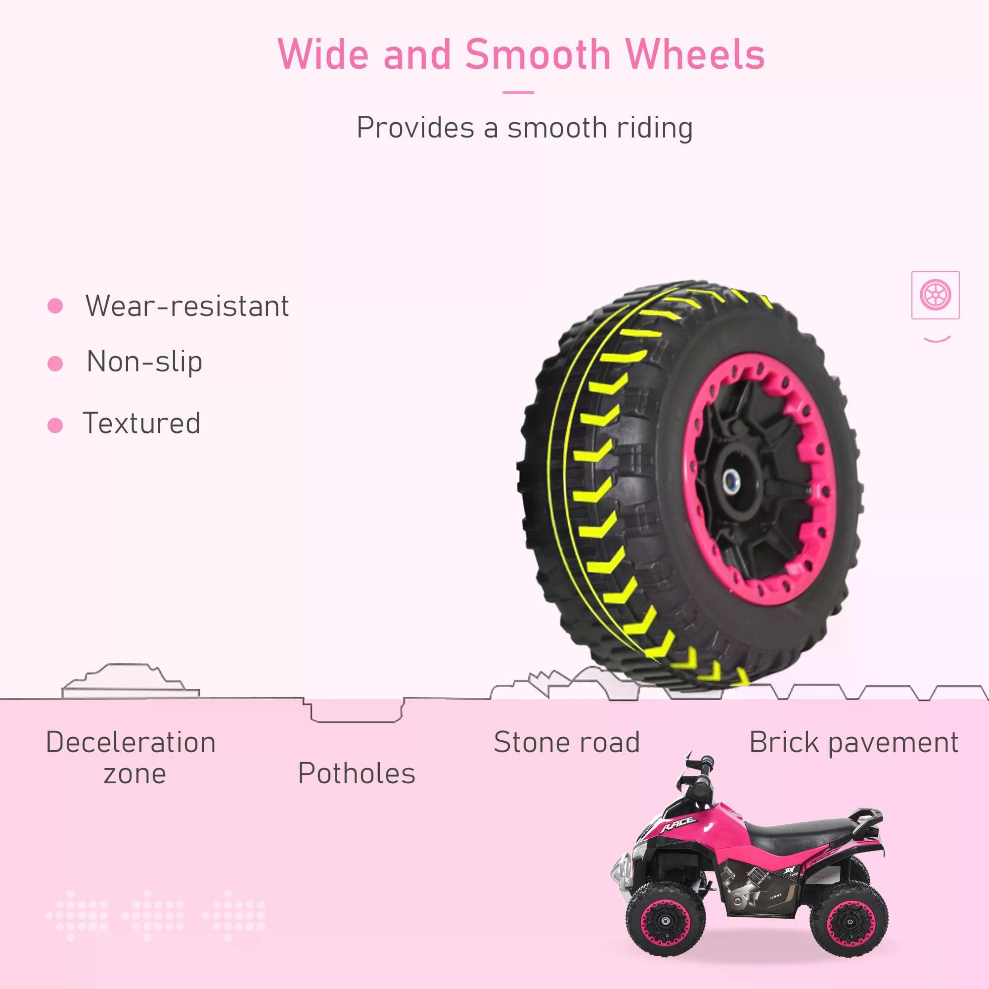 A bright pink quad ride-on for toddler play - image 3