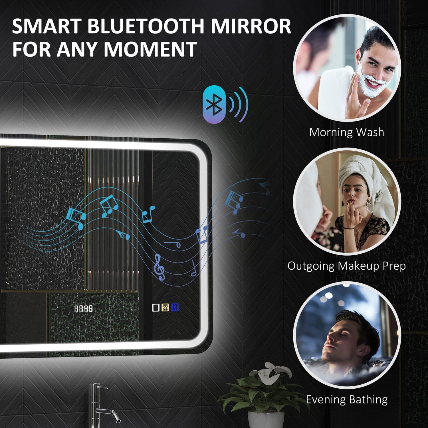 80x60cm Bluetooth LED Bathroom Mirror - image 5