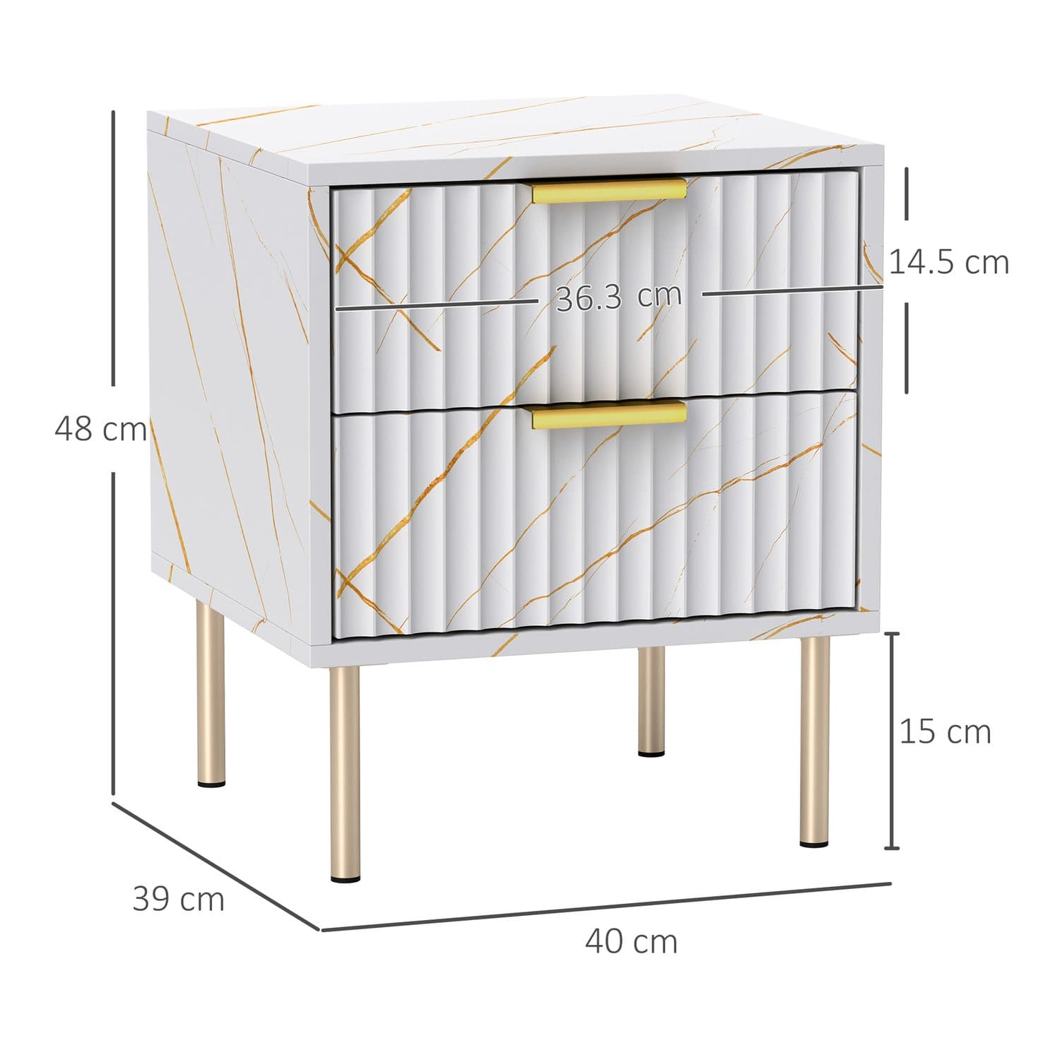 Marble-Effect Bedside Table - image 3
