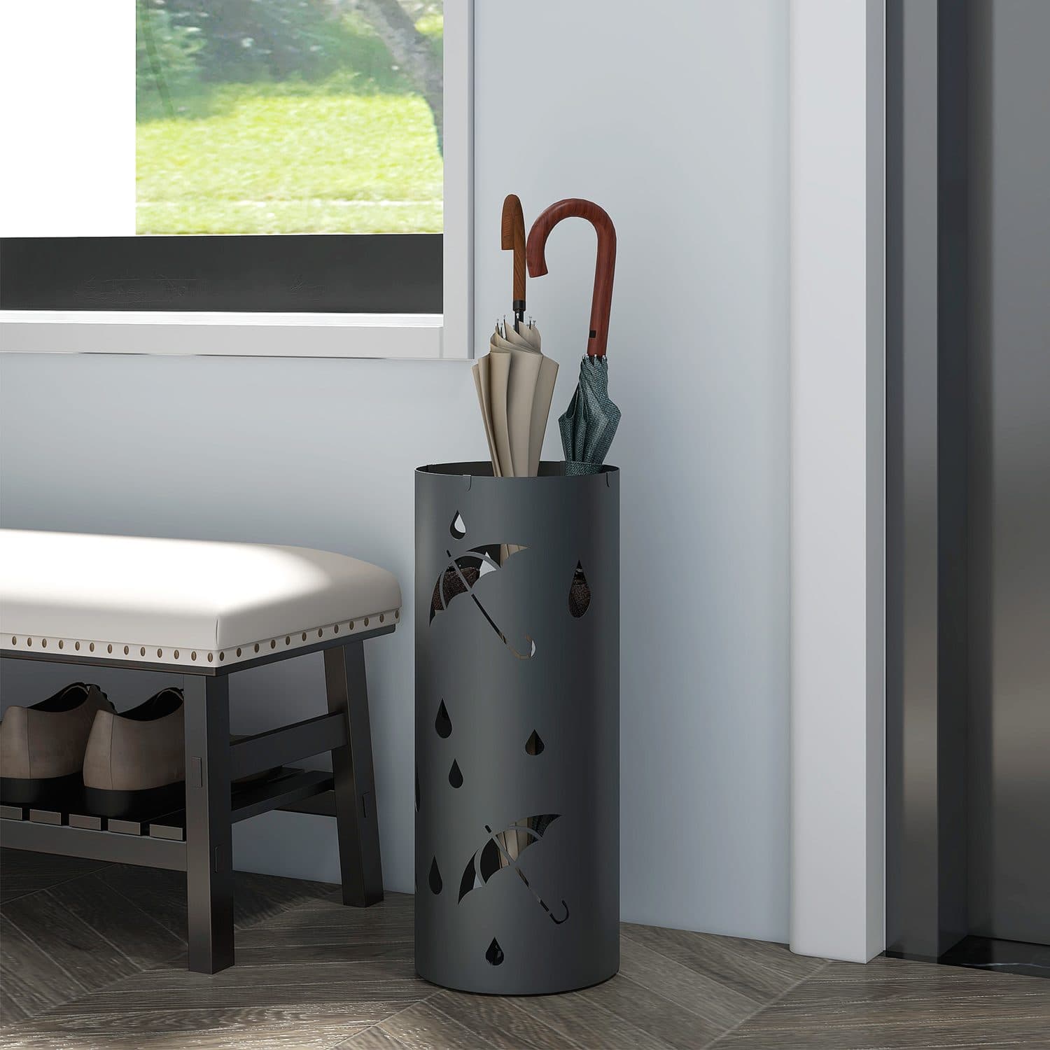 Dark grey umbrella stand for tidy hallway storage - image 5