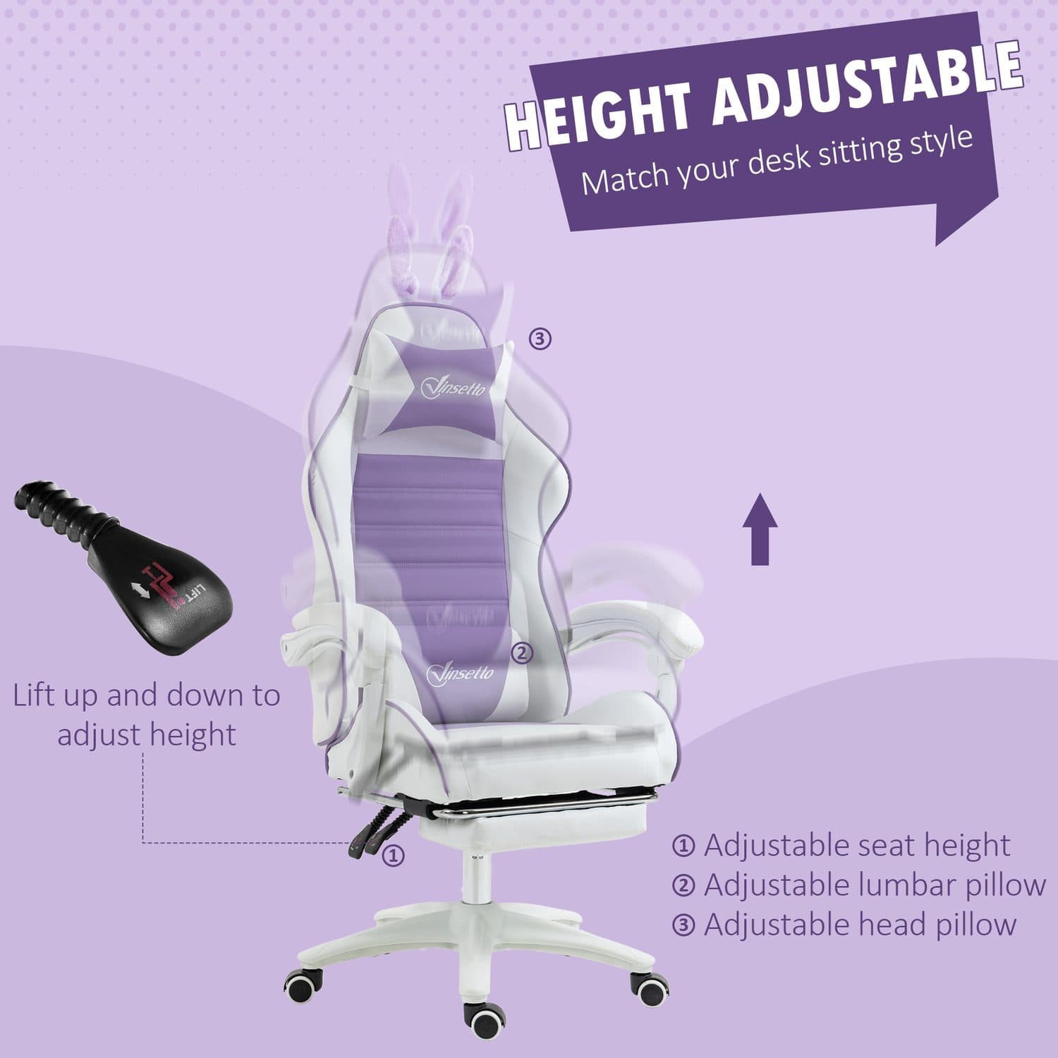 Purple Reclining Bunny Gaming Chair - image 5