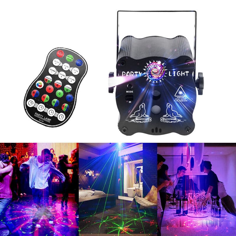 Compact RGB laser party light with remote control