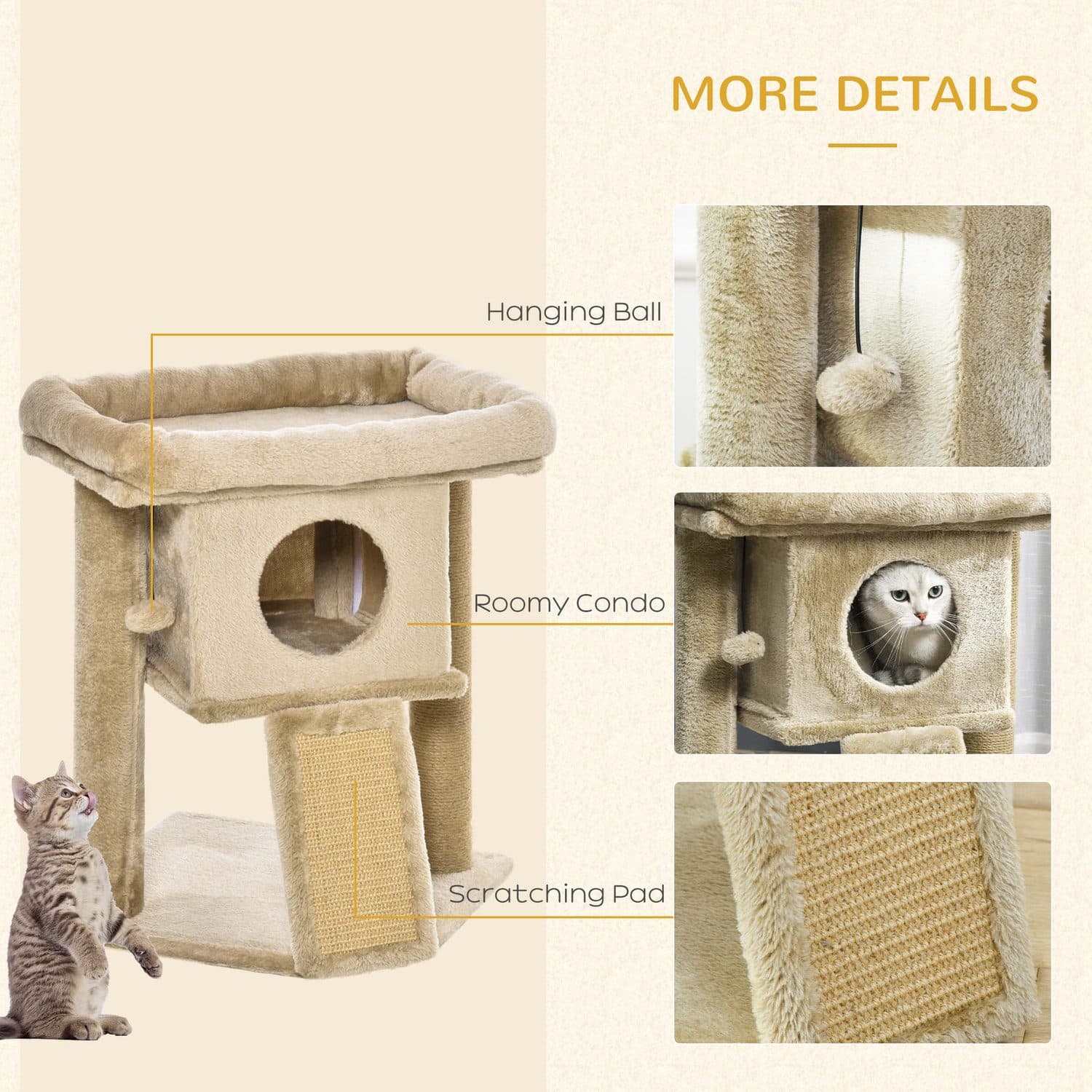 PawHut Cat Tree Tower for Climbing, Scratching and Play - image 1