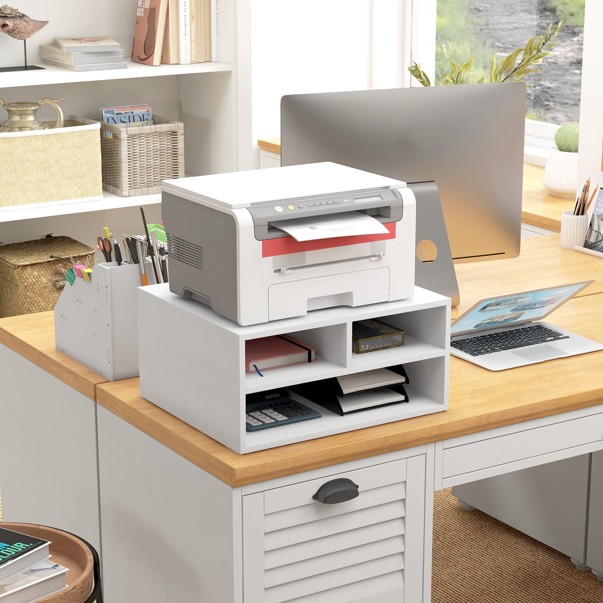 White Printer Storage Cabinet for Office Organisation - image 3