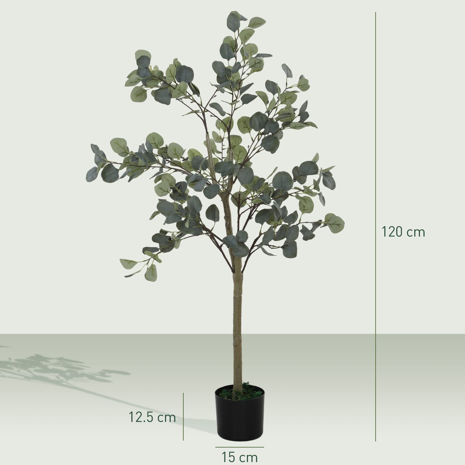 Set of 2 Artificial Silver Dollar Eucalyptus Trees in Black Pots - image 5