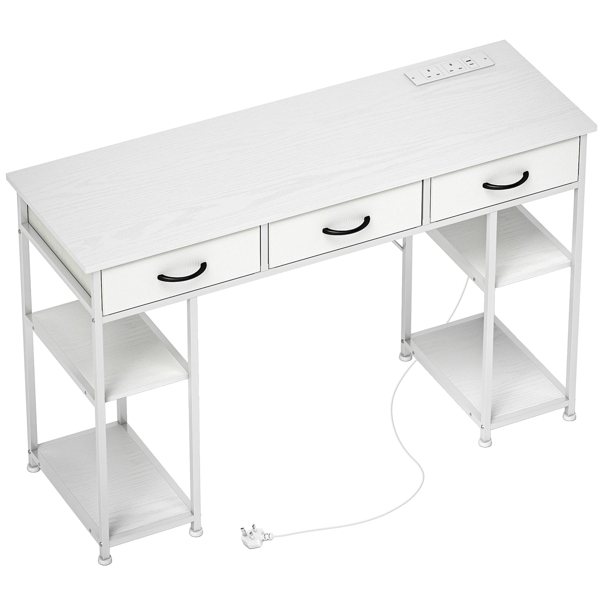 120cm White Desk with Power Station