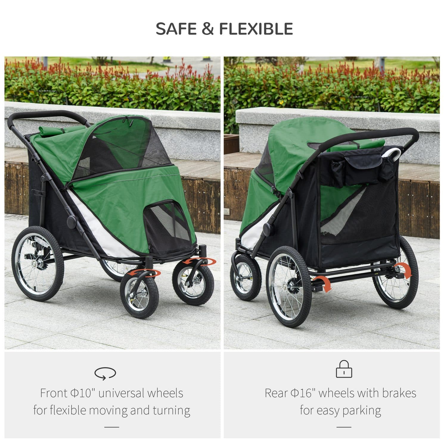 Foldable Pet Stroller for Large Dogs with Safety Leash - image 5